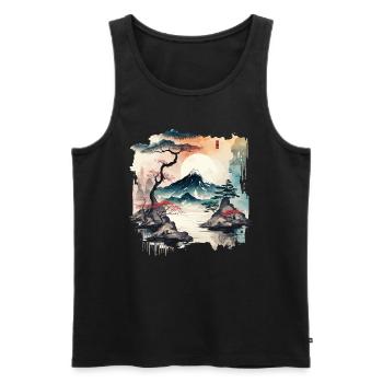 Lac Watercolor - Débardeur bio Premium Homme - noir - Devant - Michal (187cm)