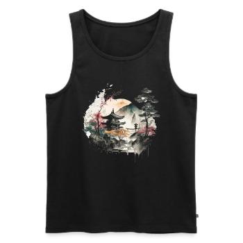 Sakura - Männer Premium Bio Tank Top - Schwarz - Vorne - Michal (187cm)