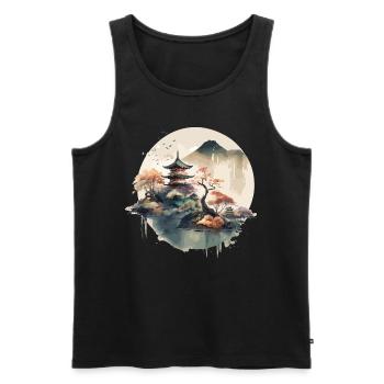 Traditionelle japanische Holzschnittkunst - Männer Premium Bio Tank Top - Schwarz - Vorne - AI Model Male 178 light (178cm)