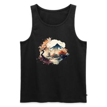 Paysage chinois - Débardeur bio Premium Homme - noir - Devant - Michal (187cm)