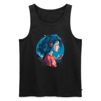 Vintage Lo-Fi Girl - Men's Premium Organic Tank Top - black - Front - AI Model Male 178 light (178cm)