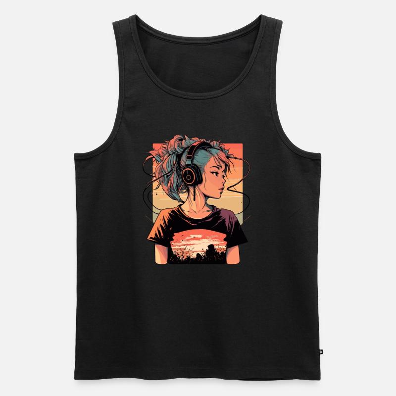 Lo-Fi Mädchen - Männer Premium Bio Tank Top - Schwarz