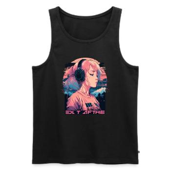 Trauriges Mädchen - Männer Premium Bio Tank Top - Schwarz - Vorne - AI Model Male 178 light (178cm)