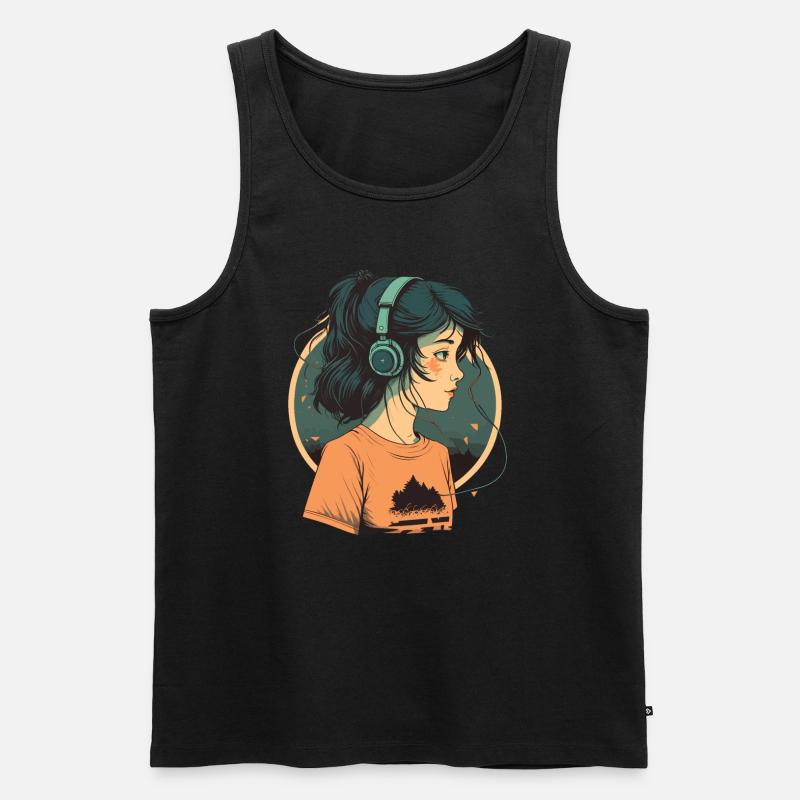 Süßes Anime-Mädchen - Männer Premium Bio Tank Top - Schwarz