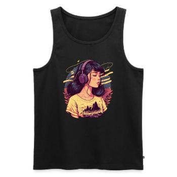 Tokyo Girl écoute Chill Beats - Débardeur bio Premium Homme - noir - Devant - Michal (187cm)