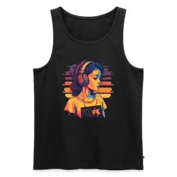 Les filles aiment la musique - Débardeur bio Premium Homme - noir - Devant - Michal (187cm)