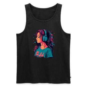 Lo Fi - Men's Premium Organic Tank Top - black - Front - AI Model Male 178 light (178cm)