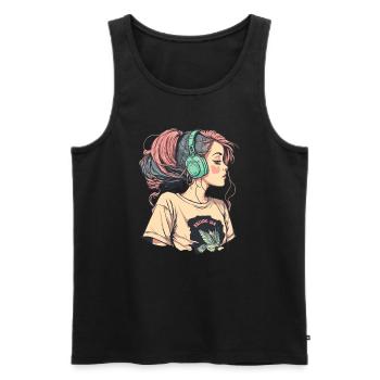 Lofi Beats - Männer Premium Bio Tank Top - Schwarz - Vorne - AI Model Male 178 light (178cm)