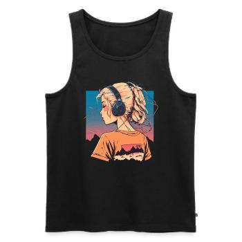 Vaporwave Anime Girl - Débardeur bio Premium Homme - noir - Devant - AI Model Male 178 light (178cm)