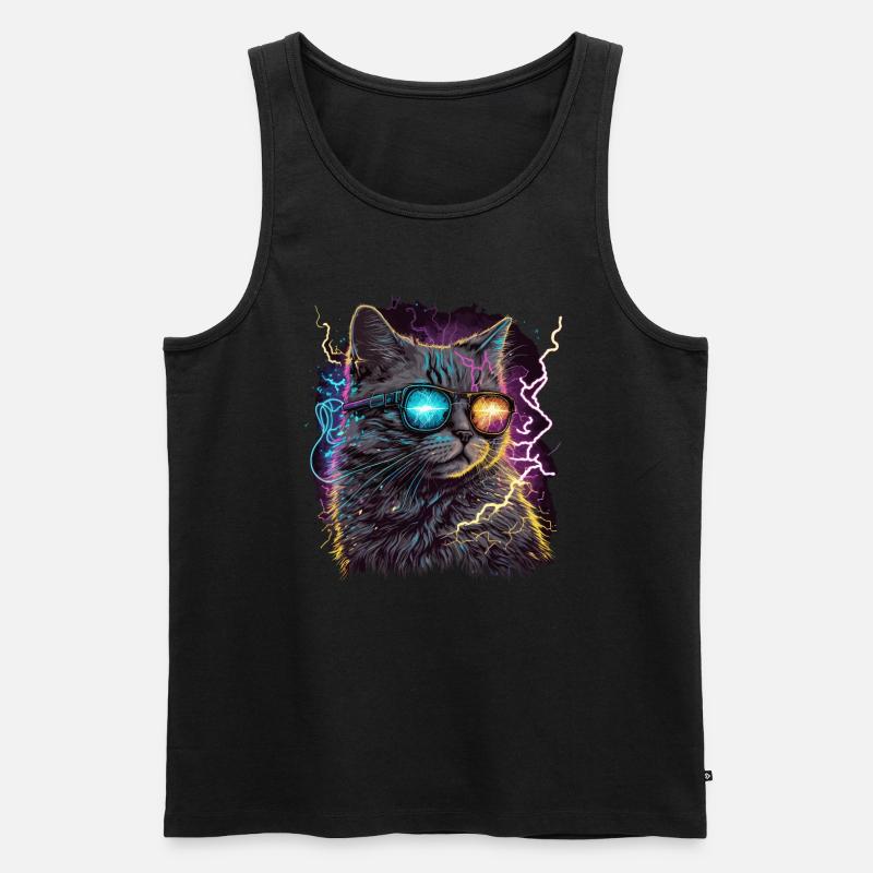 Dampfwelle Thunder Storm Katze - Männer Premium Bio Tank Top - Schwarz