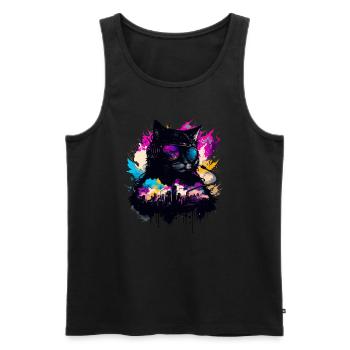 Dark Dj Cat - Men's Premium Organic Tank Top - black - Front - Michal (187cm)