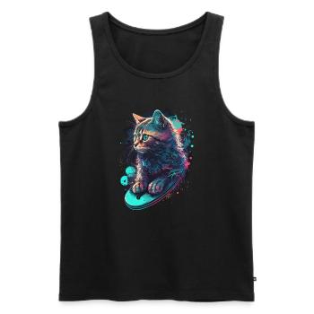 Vaporcat - Débardeur bio Premium Homme - noir - Devant - Michal (187cm)