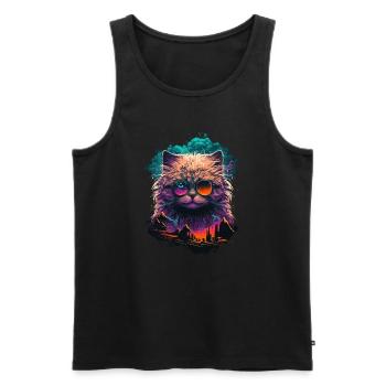 Lucky Charm Cat - Men's Premium Organic Tank Top - black - Front - AI Model Male 178 light (178cm)