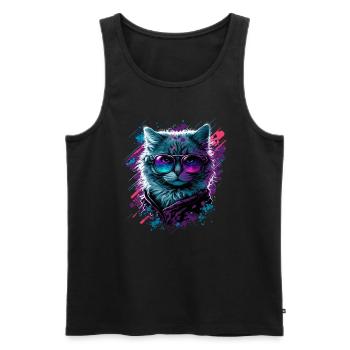 Néo Chat - Débardeur bio Premium Homme - noir - Devant - Michal (187cm)
