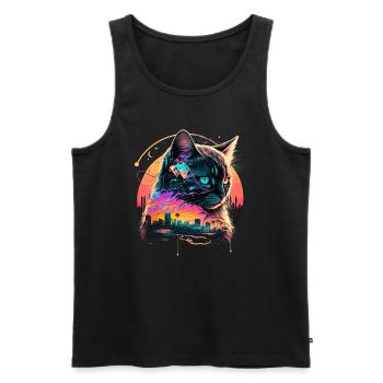 Miami Beach Cat - Men's Premium Organic Tank Top - black - Front - Michal (187cm)