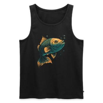 Fischfächer Illustration - Männer Premium Bio Tank Top - Schwarz - Vorne - AI Model Male 178 light (178cm)