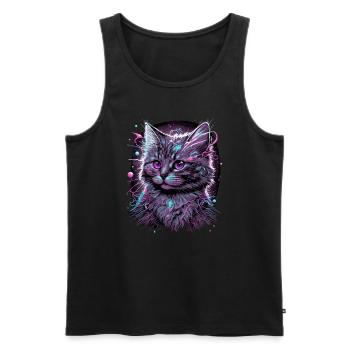 Anime Cat - Men's Premium Organic Tank Top - black - Front - Michal (187cm)