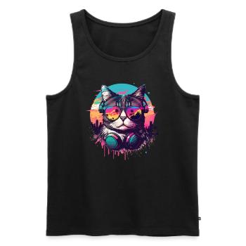 Miami Beach Cat - Men's Premium Organic Tank Top - black - Front - Michal (187cm)