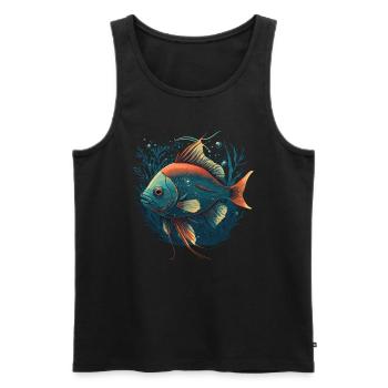 Poisson fou - Débardeur bio Premium Homme - noir - Devant - Michal (187cm)