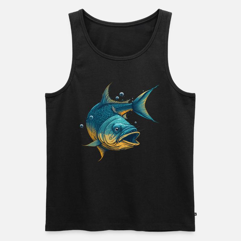Fischmalerei - Männer Premium Bio Tank Top - Schwarz
