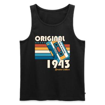 Janvier Né en 1943 80e anniversaire Cadeau 40s - Débardeur bio Premium Homme - noir - Devant - Michal (187cm)