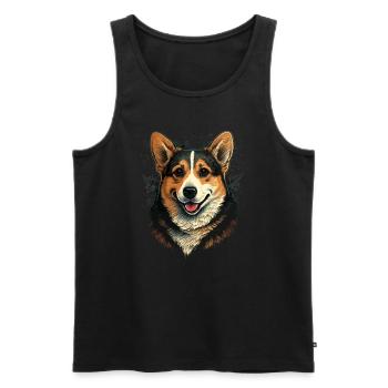 Formal Post Corgi - Men's Premium Organic Tank Top - black - Front - Michal (187cm)