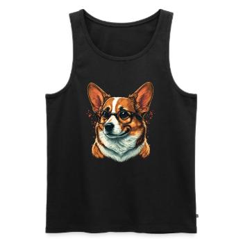 Professor sieht Corgi aus - Männer Premium Bio Tank Top - Schwarz - Vorne - Michal (187cm)