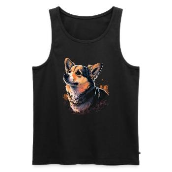 charmant Corgi - Débardeur bio Premium Homme - noir - Devant - Michal (187cm)
