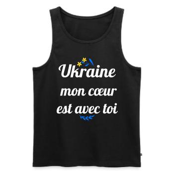 Ukraine mon coeur est avec toi - Débardeur bio Premium Homme - noir - Devant - AI Model Male 178 light (178cm)