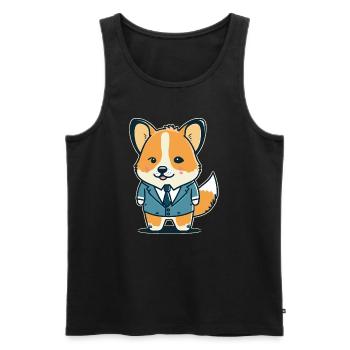 Cartoon Corgi Hund - Männer Premium Bio Tank Top - Schwarz - Vorne - Michal (187cm)