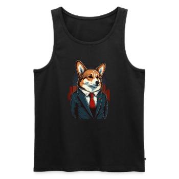 Elegante Corgi-Kunst im Anzug - Männer Premium Bio Tank Top - Schwarz - Vorne - Michal (187cm)