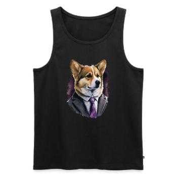 Fasionable élégant Corgi - Débardeur bio Premium Homme - noir - Devant - Michal (187cm)