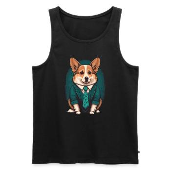 Corgi In Green Suit - Men's Premium Organic Tank Top - black - Front - Michal (187cm)
