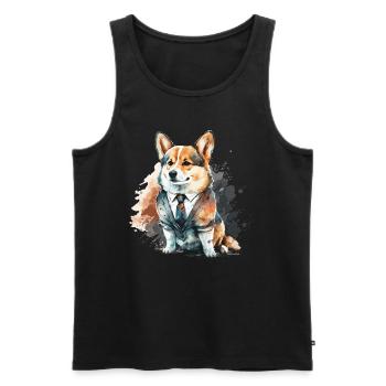 Poux animal de compagnie Corgi Dog - Débardeur bio Premium Homme - noir - Devant - Michal (187cm)