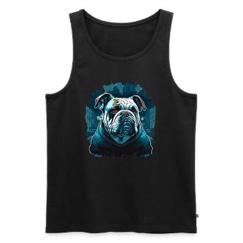 Bulldog déguisé - Débardeur bio Premium Homme - noir - Devant - Michal (187cm)