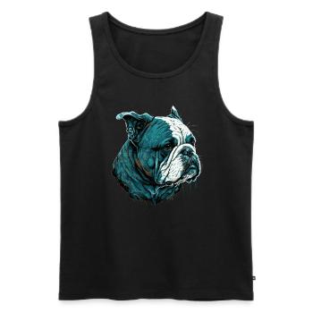 Gelangweiltes Gesicht Buldog - Männer Premium Bio Tank Top - Schwarz - Vorne - Michal (187cm)