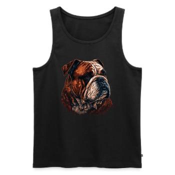 Bouledogue brun - Débardeur bio Premium Homme - noir - Devant - Michal (187cm)