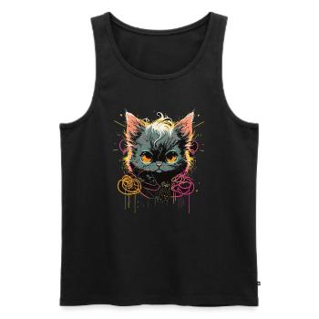Brave Cat électrique - Débardeur bio Premium Homme - noir - Devant - AI Model Male 178 light (178cm)