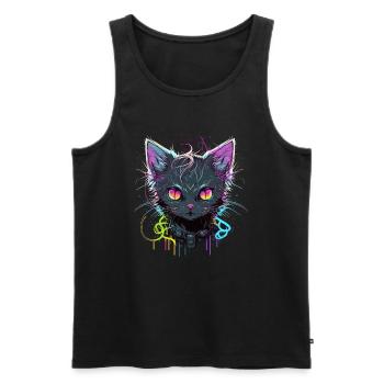 Illustration de chat cool - Débardeur bio Premium Homme - noir - Devant - Michal (187cm)
