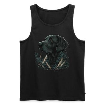 Labrador Retriever foncé dans les feuilles - Débardeur bio Premium Homme - noir - Devant - Michal (187cm)