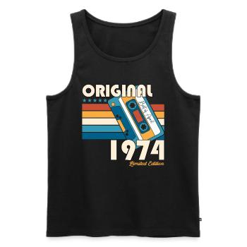 49th birthday man April Born 1974 Cassette - Men's Premium Organic Tank Top - black - Front - Michal (187cm)