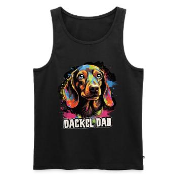 Cadeau de teckel Dog Dire - Débardeur bio Premium Homme - noir - Devant - Michal (187cm)