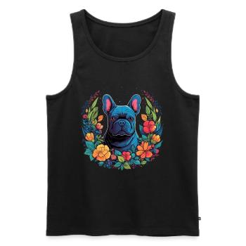 Frenchie Chien Bulldog Français Cadeau - Débardeur bio Premium Homme - noir - Devant - Michal (187cm)