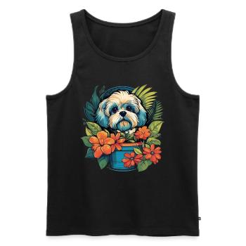 Cadeau de chien maltais - Débardeur bio Premium Homme - noir - Devant - Michal (187cm)