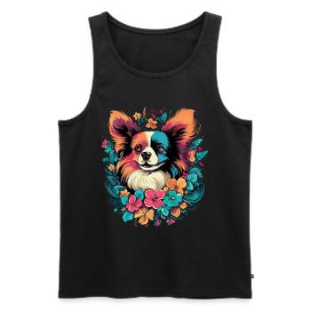 Papillon Hund Geschenk - Männer Premium Bio Tank Top - Schwarz - Vorne - AI Model Male 178 light (178cm)