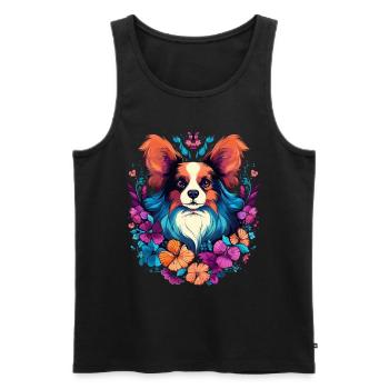 Papillon Hund Geschenk - Männer Premium Bio Tank Top - Schwarz - Vorne - AI Model Male 178 light (178cm)
