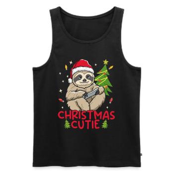 Merry Christmas Sloth - Men's Premium Organic Tank Top - black - Front - AI Model Male 178 light (178cm)
