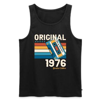 47e anniversaire Cassette décembre Vintage 1976 - Débardeur bio Premium Homme - noir - Devant - Michal (187cm)