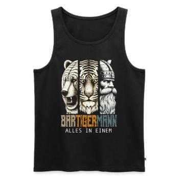 Bärtigermann Bär Tiger Mann Geschenk Bart Sprüche - Männer Premium Bio Tank Top - Schwarz - Vorne - AI Model Male 178 light (178cm)