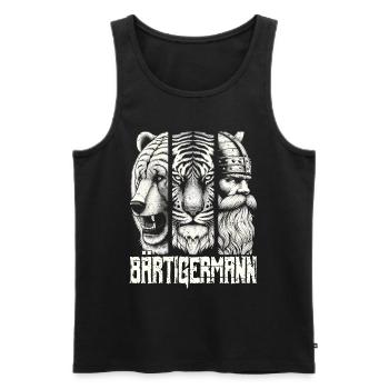 Bärtigermann Bär Tiger Mann Geschenk Bart Sprüche - Männer Premium Bio Tank Top - Schwarz - Vorne - Michal (187cm)